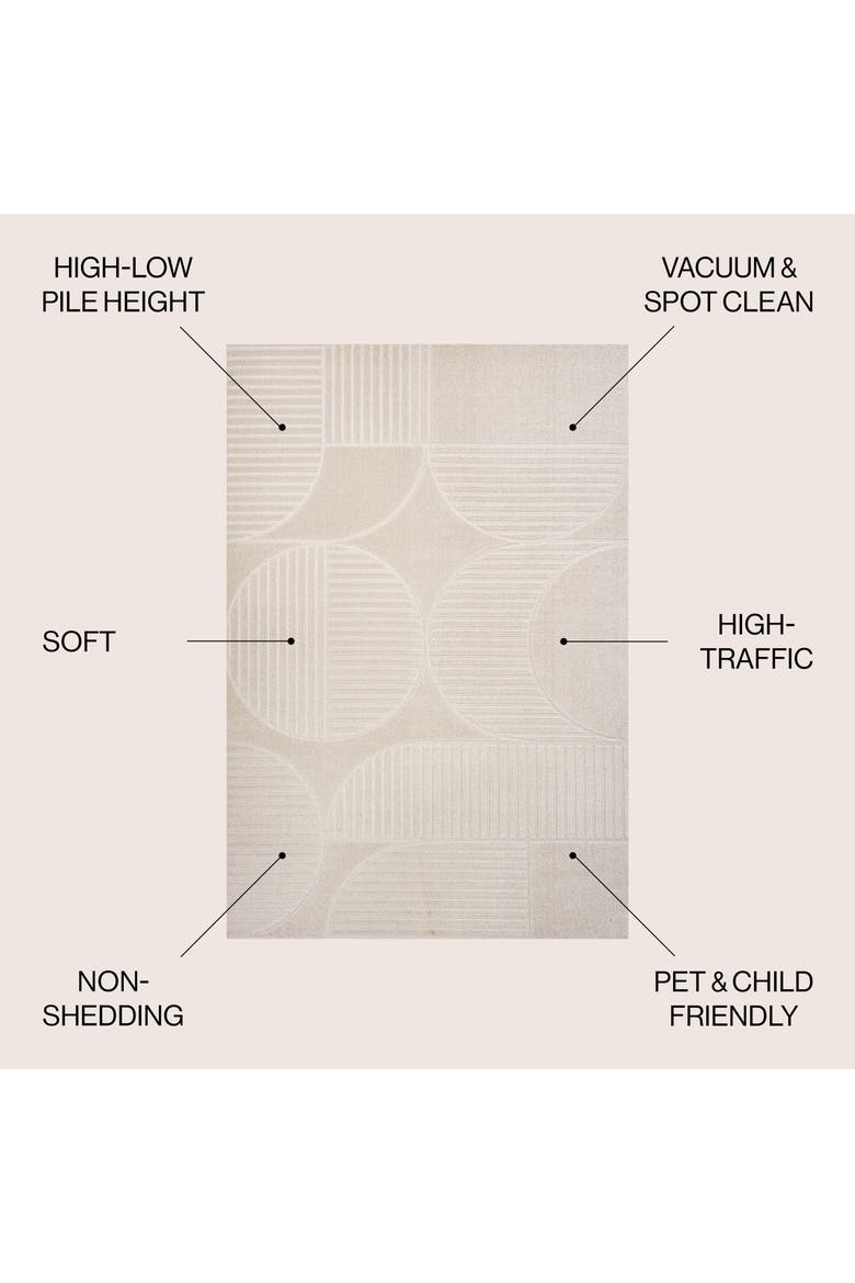 Nordby High-Low Geometric Arch Scandi Striped Indoor/Outdoor Area Rug, Alternate, color, Ivory/Cream