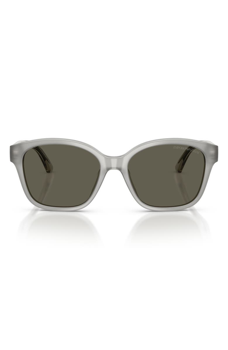 Emporio Armani Kids' 49mm Small Cat Eye Sunglasses, Main, color, Shiny Opal Grey / Dark Brown