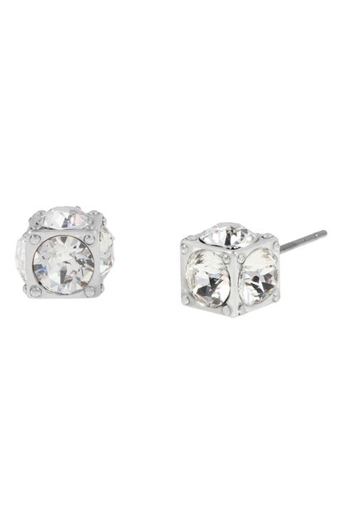 Cube Crystal Stud Earrings