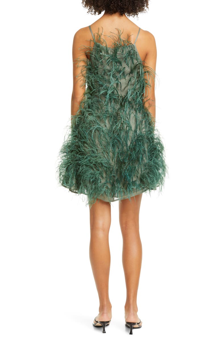 Cult Gaia Shannon Feather Silk Minidress, Alternate, color, 