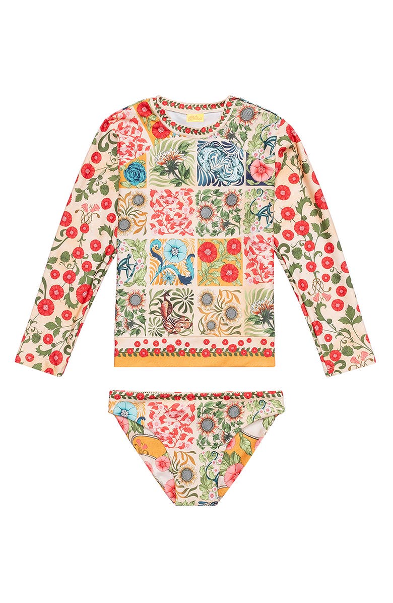 Agua Bendita Kids' Harvest Lackie Two-Piece Rashguard Swimsuit, Main, color, 