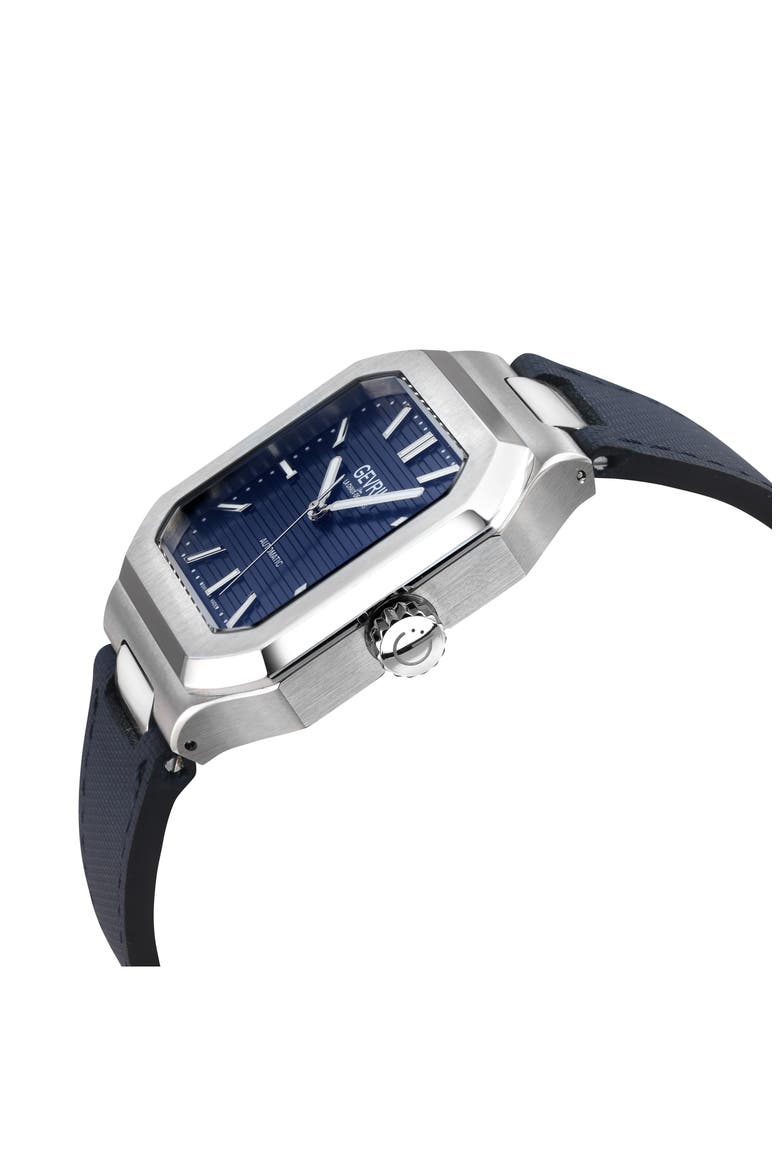 Grand Concourse Automatic Leather Strap Watch, 40mm, Alternate, color, BLUE