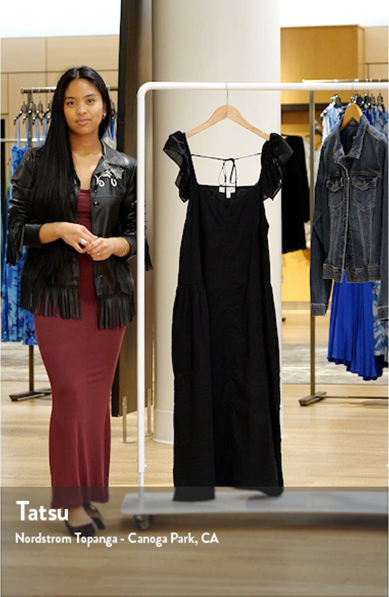 Tie Back Flutter Sleeve Cotton Midi Dress, sales video thumbnail