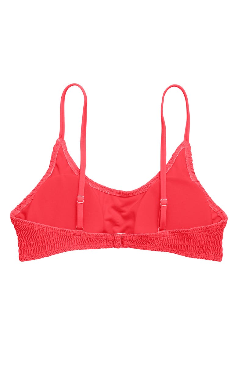 Snapper Rock Shirred Sustainable Bikini Top, Alternate, color, Watermelon