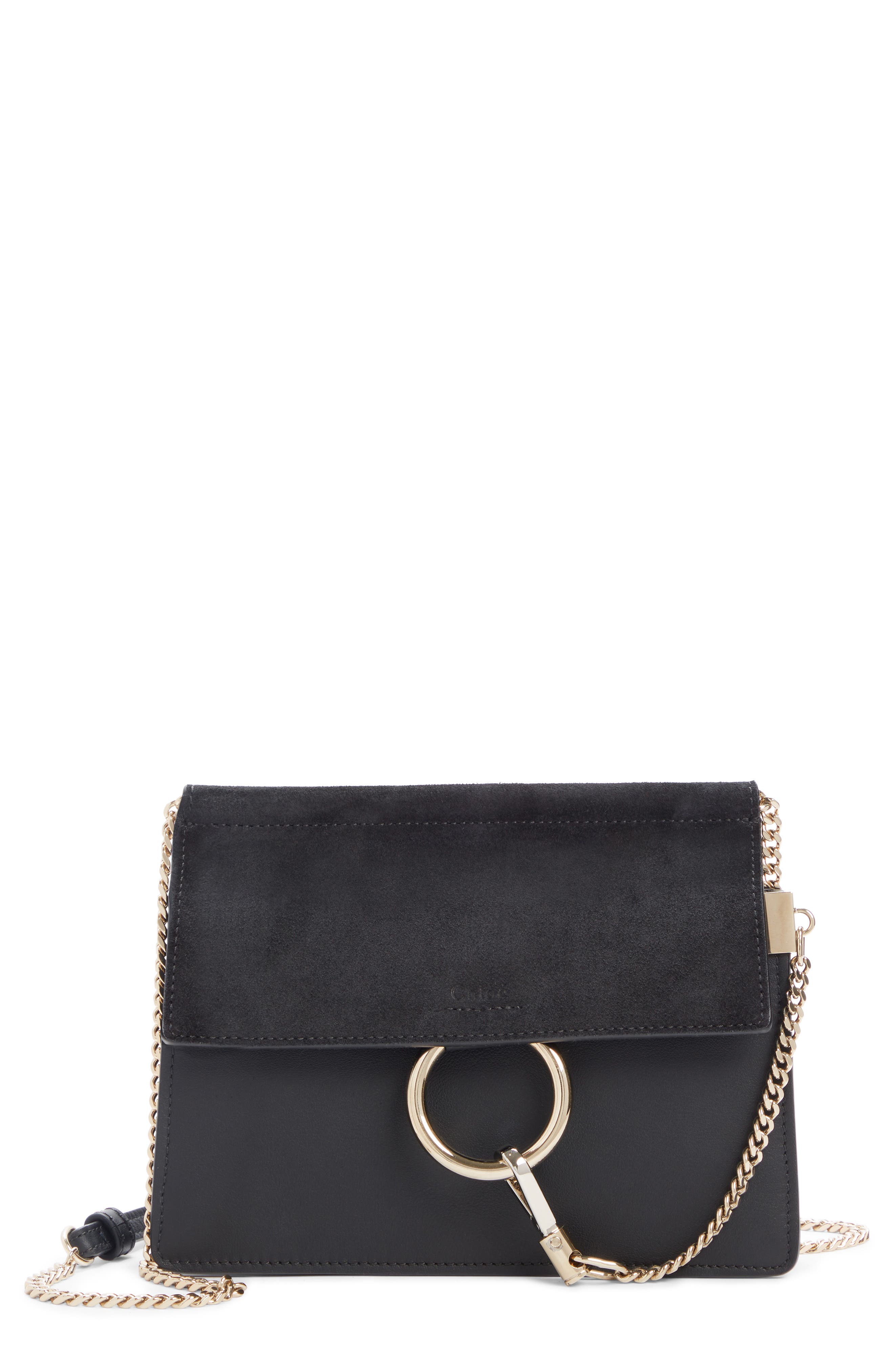 Chloé Mini Faye Suede & Leather Crossbody Bag, Main, color, 