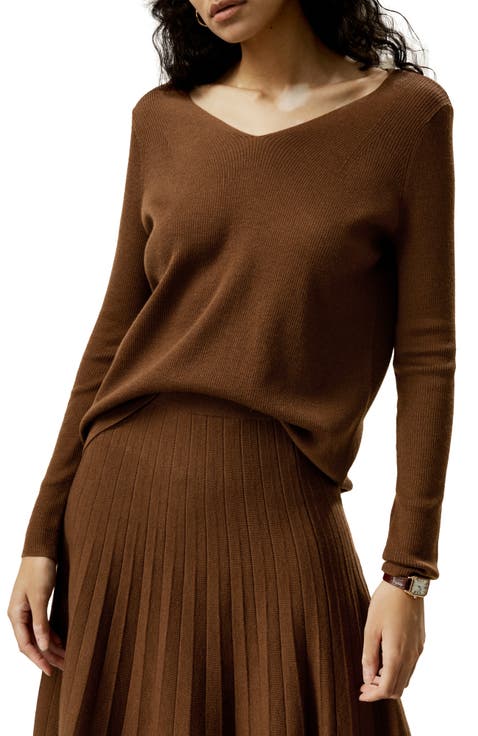 Women's V-neck Ultra-fine Merino Wool Sweater