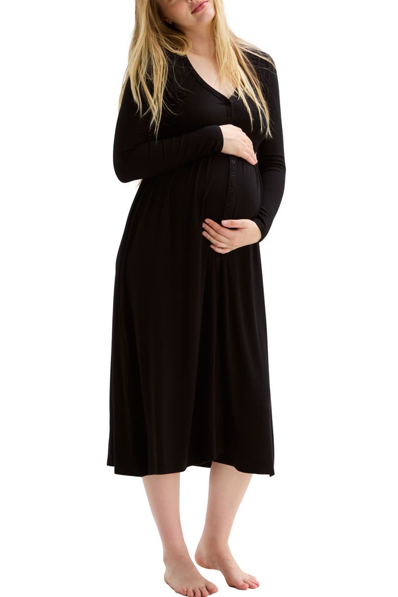 The Softest Rib Nursing Dress, Alternate, color, Black