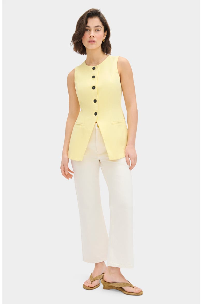 Leo Collarless Vest, Alternate, color, BUTTER YELLOW