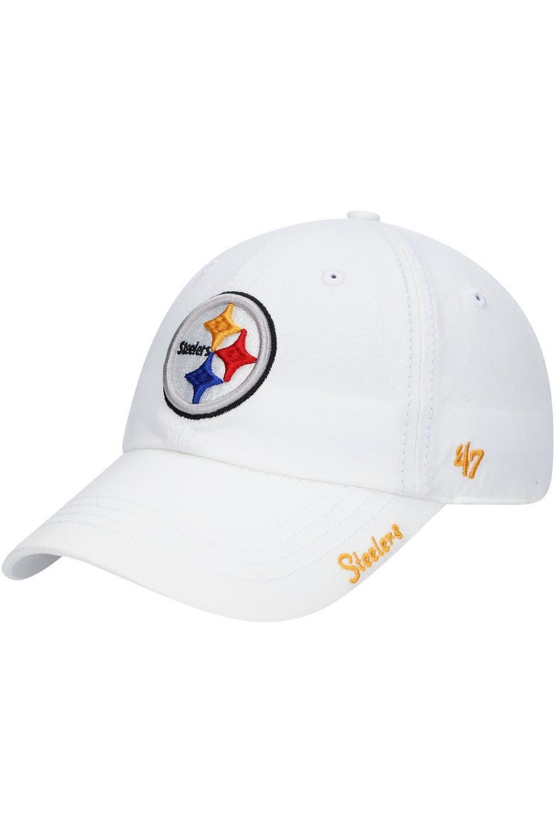 Women's '47 White Pittsburgh Steelers Miata Clean Up Logo Adjustable Hat, Main, color, White