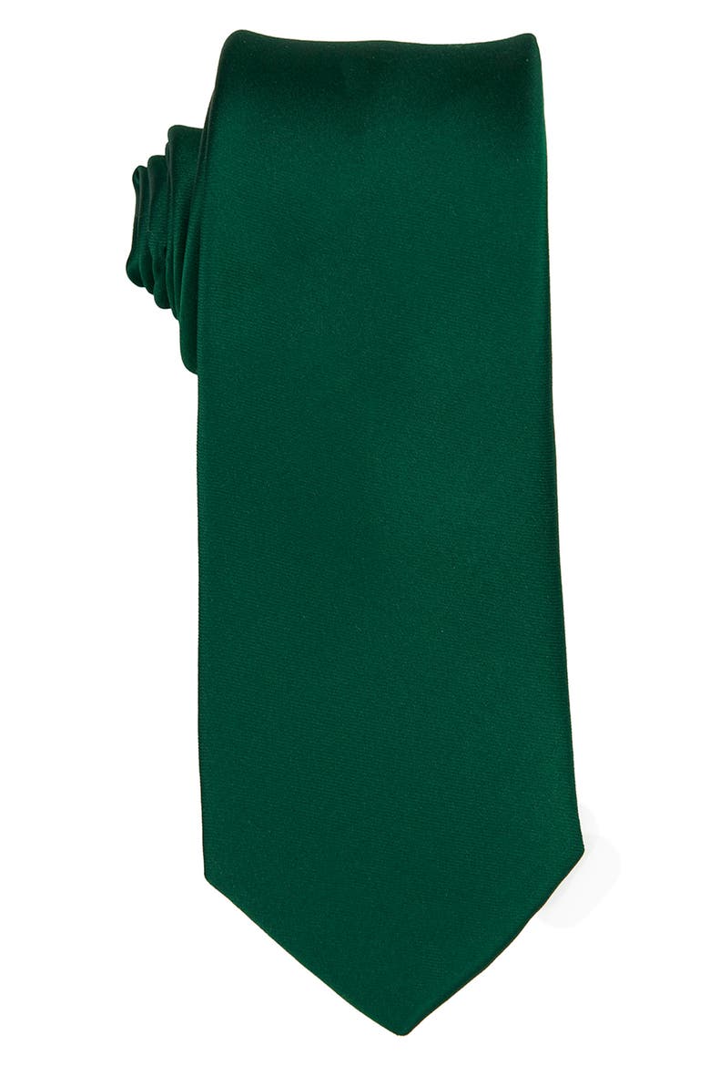 Men's Solid Satin Tie, Main, color, EMERALD