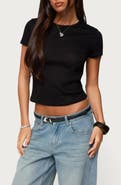 EDIKTED Nikkey Semisheer Crop T-Shirt