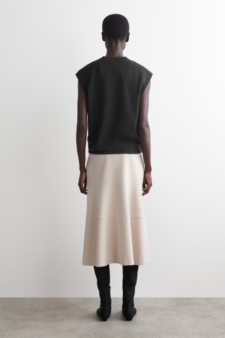 Curved A-Line Midi Skirt, Alternate, color, LIGHT BEIGE