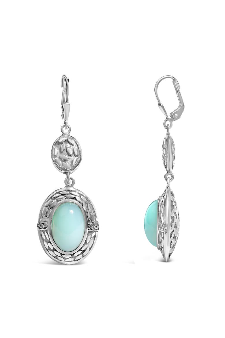 Silver Chalcedony Diamond Accent Drop and Dangle Earring, Alternate, color, White