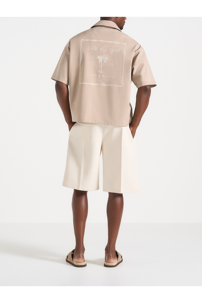 Alexis Unisex Cote d'Azur Boxy Shirt, Alternate, color, Taupe