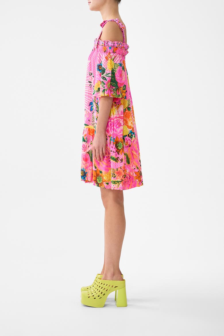 Off Shoulder Frill Dress With Straps, Alternate, color, Illustration Nation