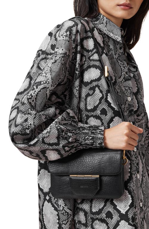Allsaints Jupiter Grain Leather Crossbody Bag In Black