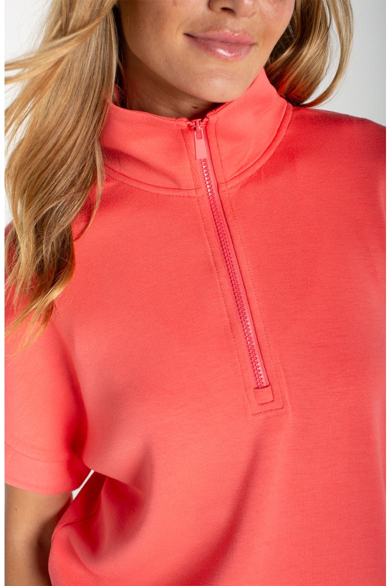Knit Half Zip Top, Alternate, color, SUNSET CORAL