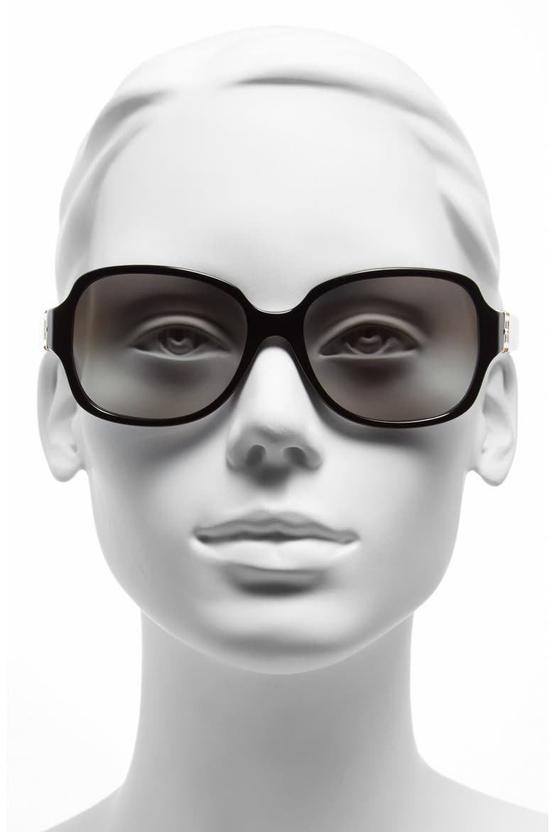 'P Square' 57mm Sunglasses, Alternate, color, TORTOISE BLACK