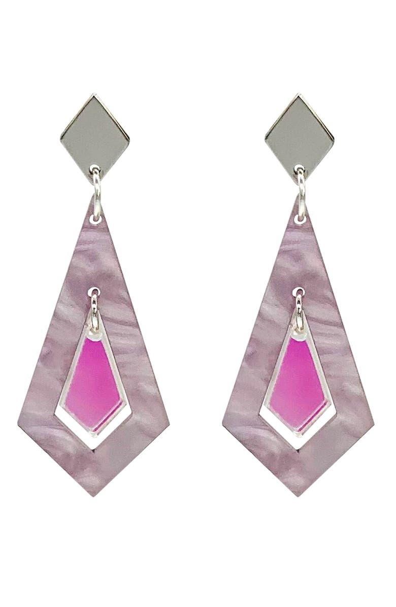 Toolally Art Deco Diamond Earrings - Mauve Pearl & Iridescent, Main, color, Mauve Pearl & Iridescent