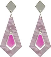 Toolally Art Deco Diamond Earrings - Mauve Pearl & Iridescent