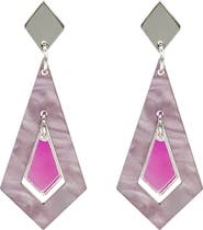 Toolally Art Deco Diamond Earrings - Mauve Pearl & Iridescent