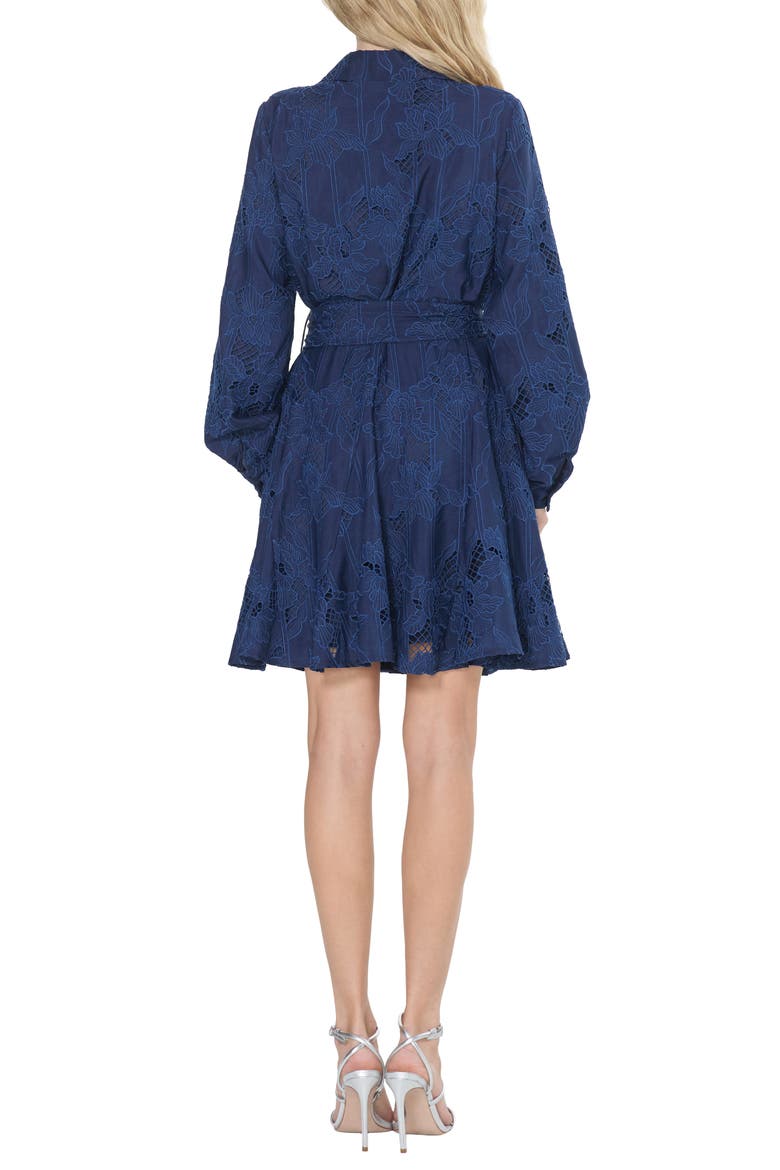 Serane Eyelet Embroidery Long Sleeve Minidress, Alternate, color, NAVY
