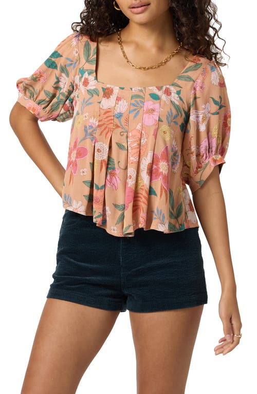 O'neill Aubrielle Pleated Puff Sleeve Top In Brown