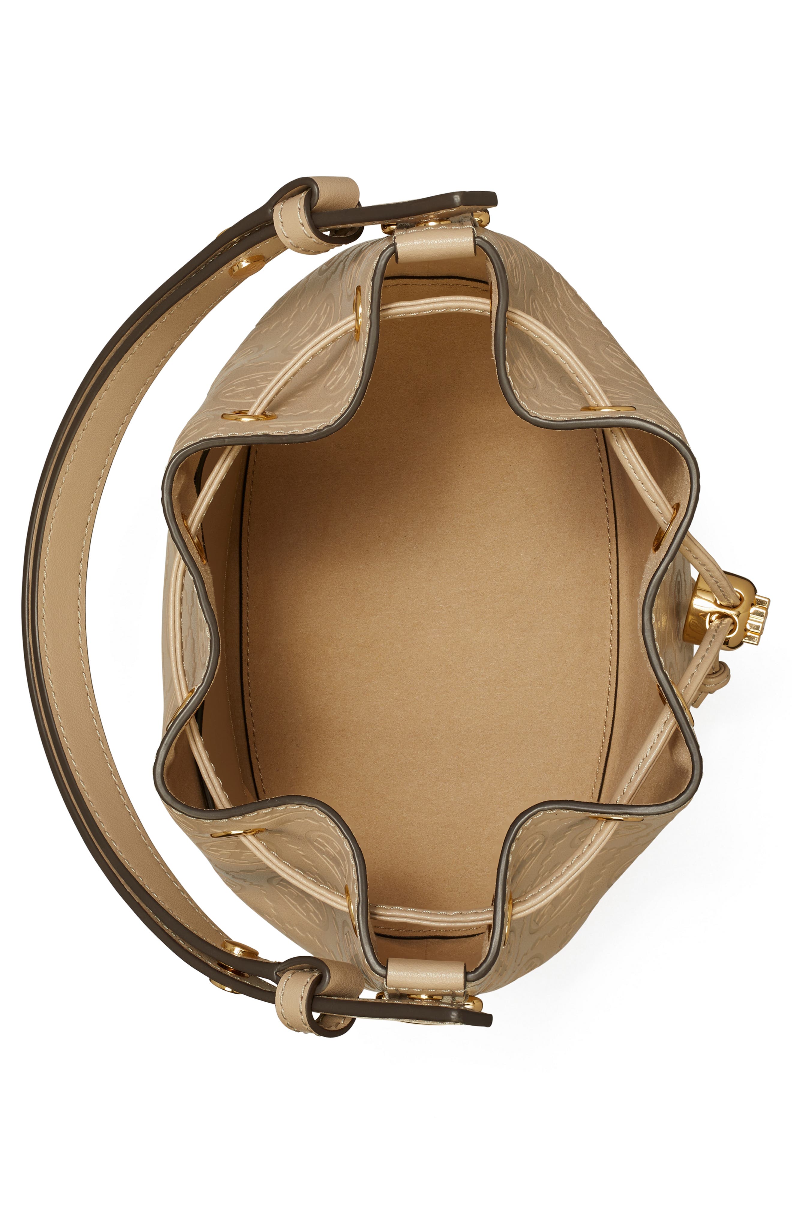 Tory Burch T Monogram Debossed Bucket Bag, Alternate, color, Fresh Clay