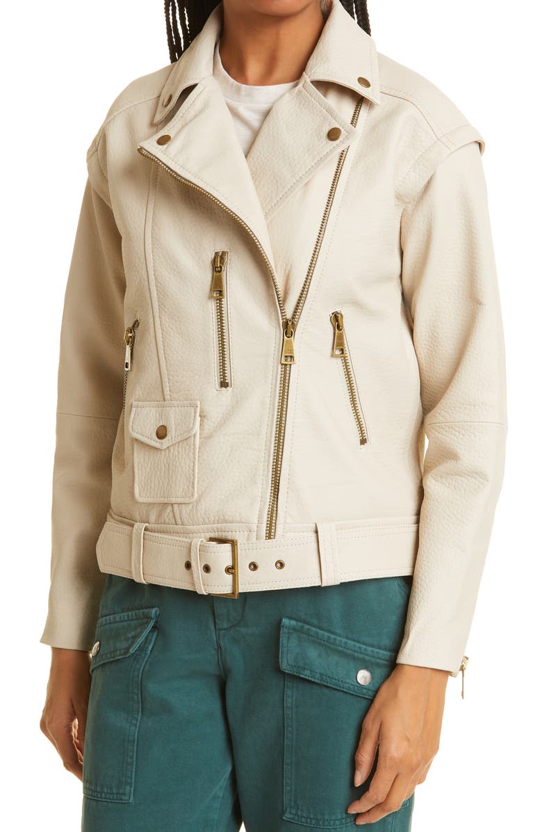 Ted Baker London Valerii Oversize Leather Moto Jacket, Alternate, color, 