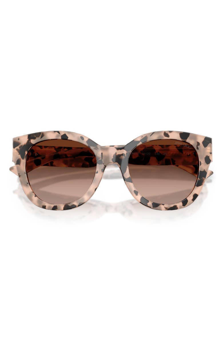 Jimmy Choo 51mm Gradient Round Sunglasses, Alternate, color, Pink Havana / Gradient Brown