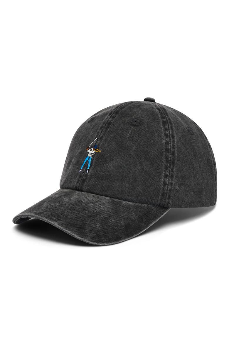 Swingman Embroidered Stonewashed Twill Adjustable Baseball Cap, Main, color, BLACK