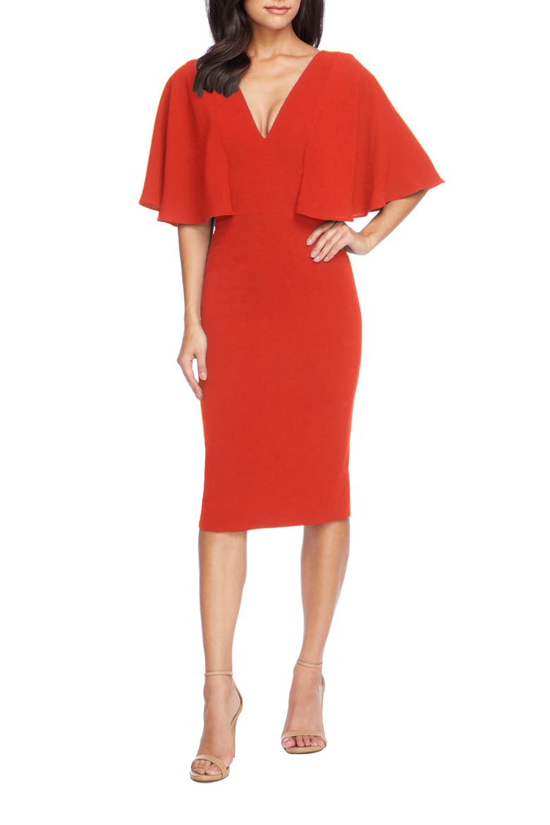 Louisa Butterfly Sleeve Cocktail Dress, Main, color, POPPY
