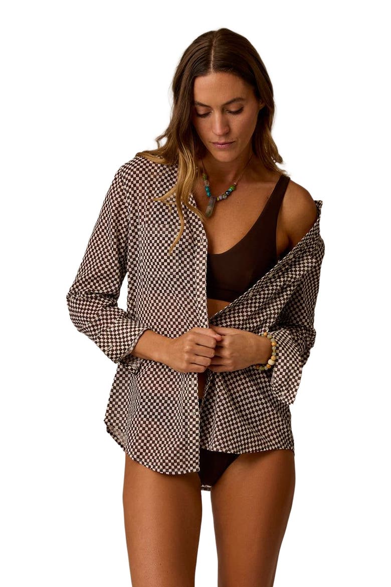 Dylan Gauze Tunic, Alternate, color, Coco Check