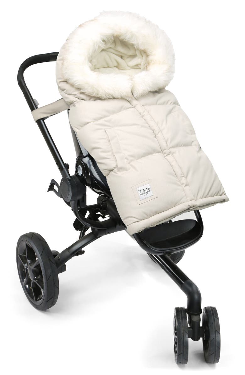7 A.M. Enfant Blanket '212 evolution<sup>®</sup>' Extendable Stroller & Car Seat Footmuff with Faux Fur Trim, Alternate, color, Beige Heather White Fur
