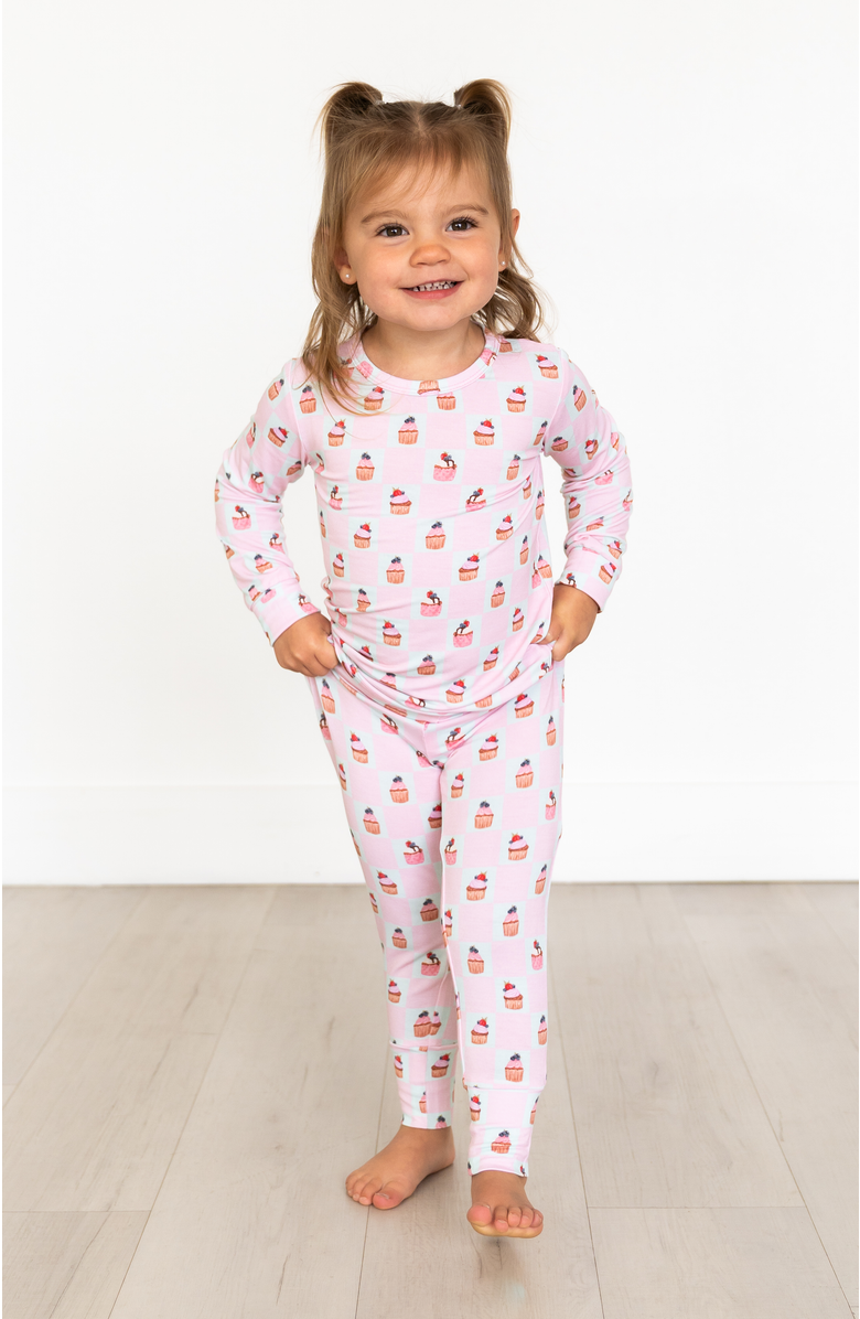 Laree + Co Lillian's Garden Cupcakes 2-Piece Long Sleeve Set - Toddler, Alternate, color, Pink