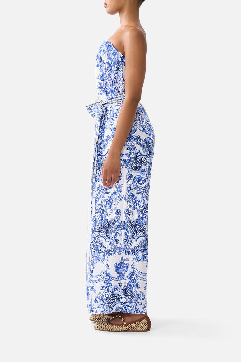 Front Pleat Strapless Jumpsuit, Alternate, color, Ceramic Panoramic
