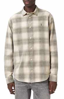 AllSaints Yuki Plaid Cotton Flannel Button-Up Shirt