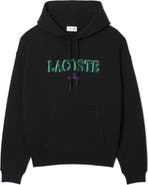 Lacoste Loose Fit Fuzzy Logo Cotton French Terry Hoodie
