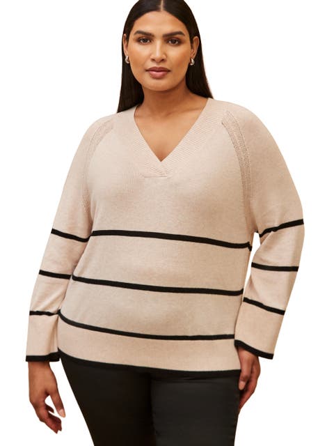 Striped V-Neck Jumper