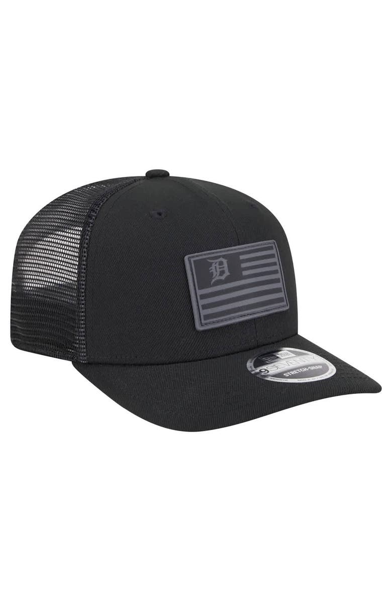 New Era Men's New Era Black Detroit Tigers Tonal Flag 9SEVENTY Stretch-Snap Hat, Alternate, color, 
