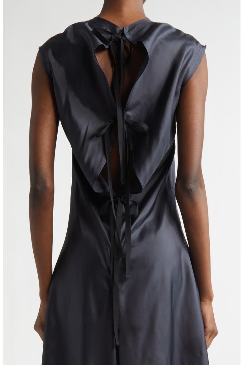 Ziggy Raw Edge Satin A-Line Dress, Alternate, color, DARK BLUE