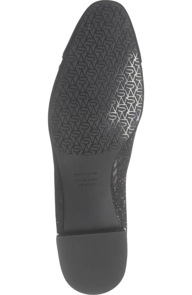Stuart Weitzman Sleek Cap Toe Bow Flat, Alternate, color, New Black