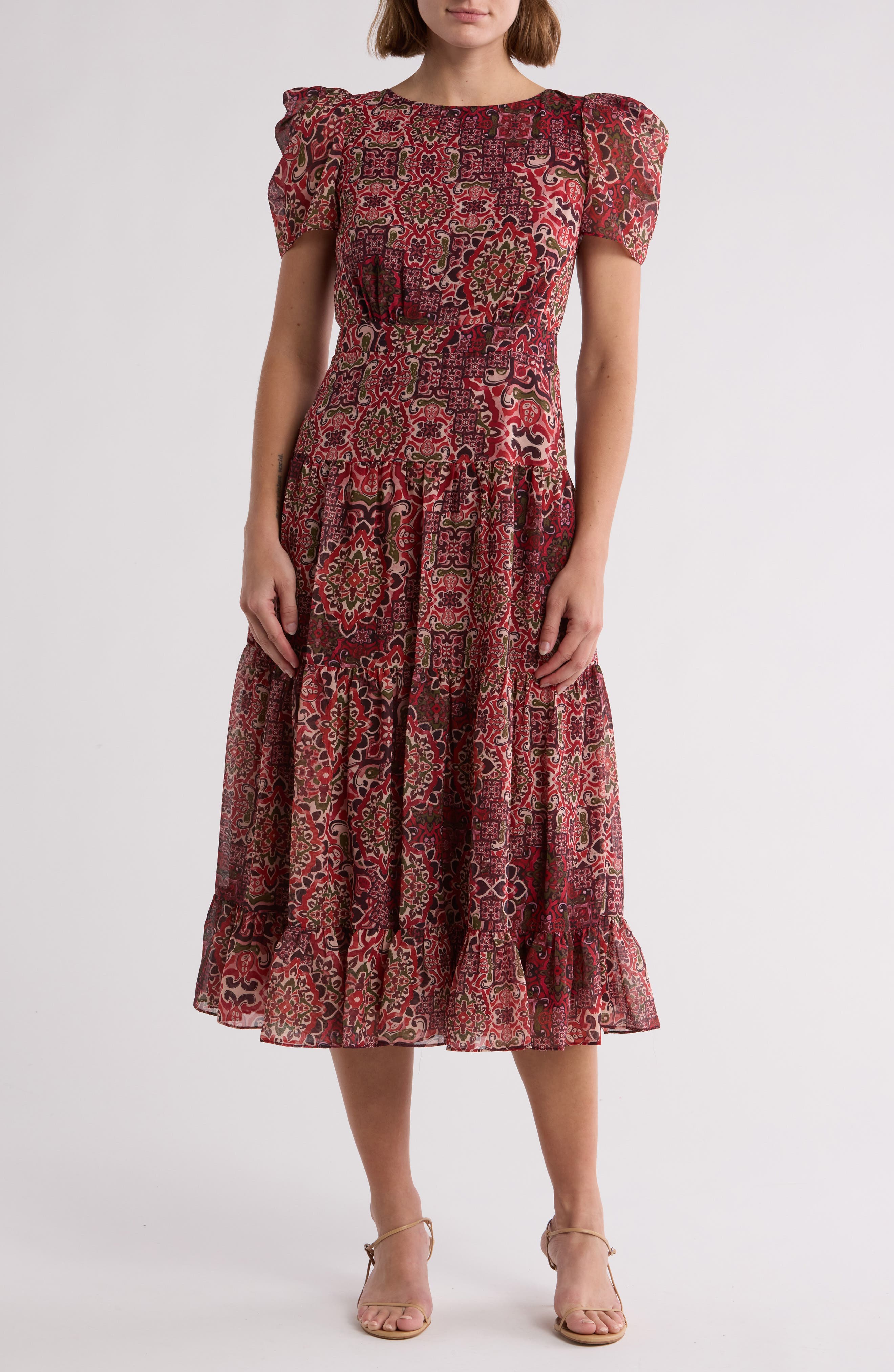 Vince Camuto Chiffon Puff Sleeve Dress