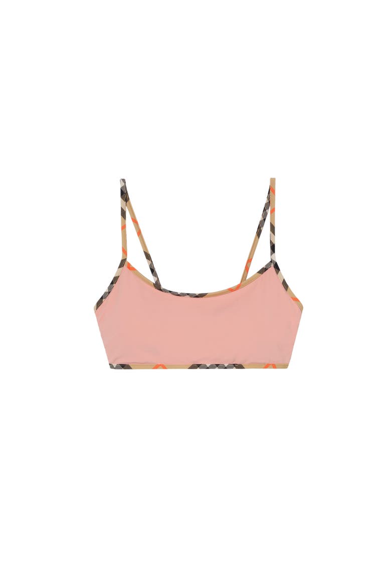 Check Trim Bikini Top, Alternate, color, Begonia pink