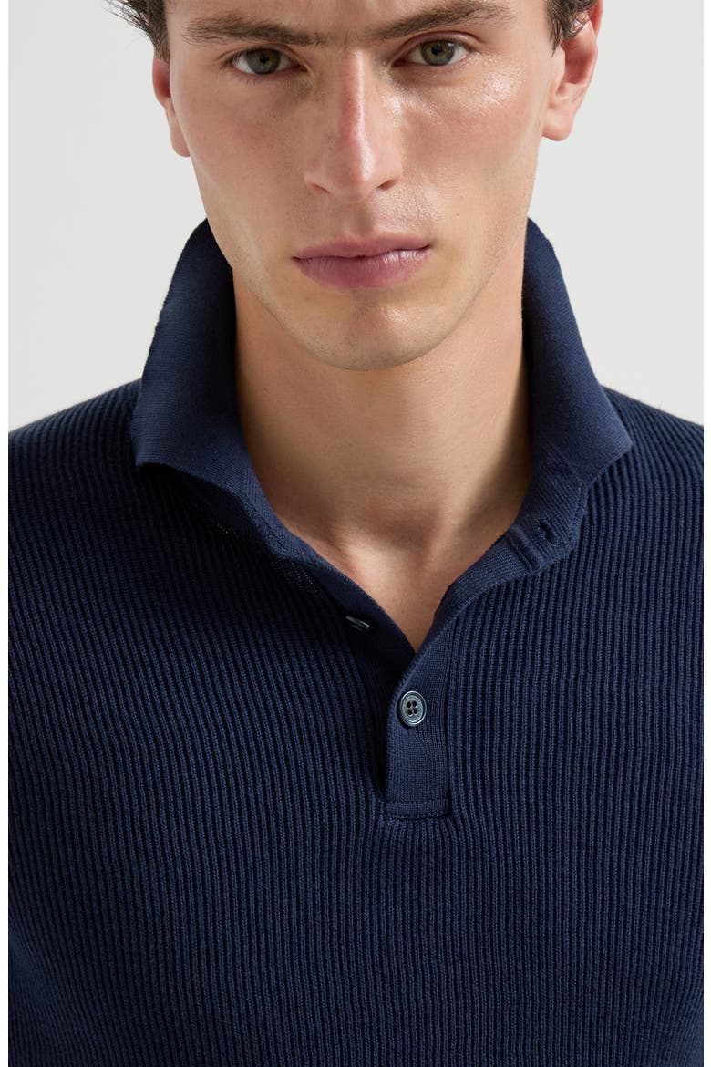 Rib knit polo, Alternate, color, Navy Blue