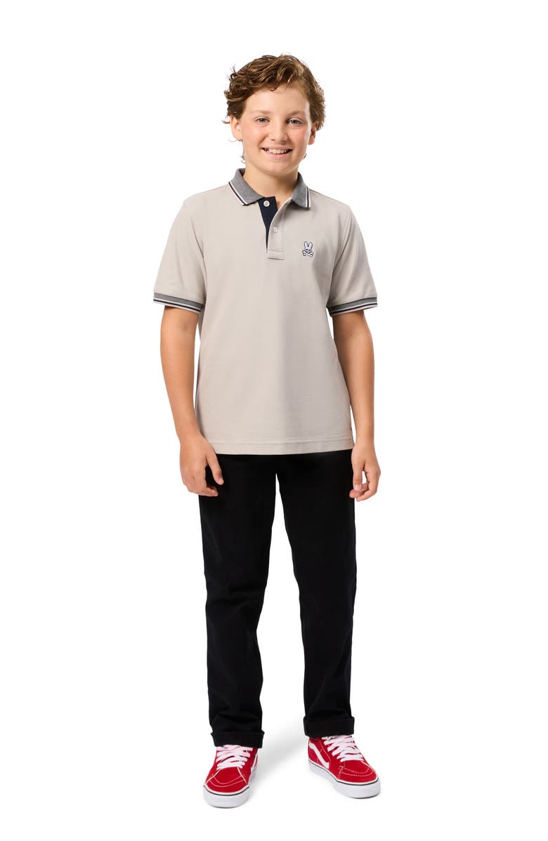 Psycho Bunny Kids' Bradford Cotton Pique Polo, Alternate, color, Oyster
