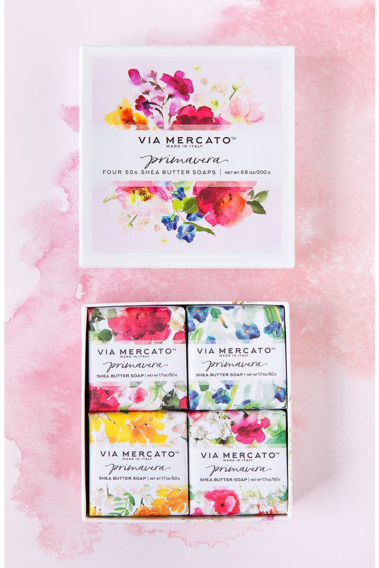 Via Mercato™ Primavera Spring Flowers 4-Piece Soap Set, Alternate, color, PINK