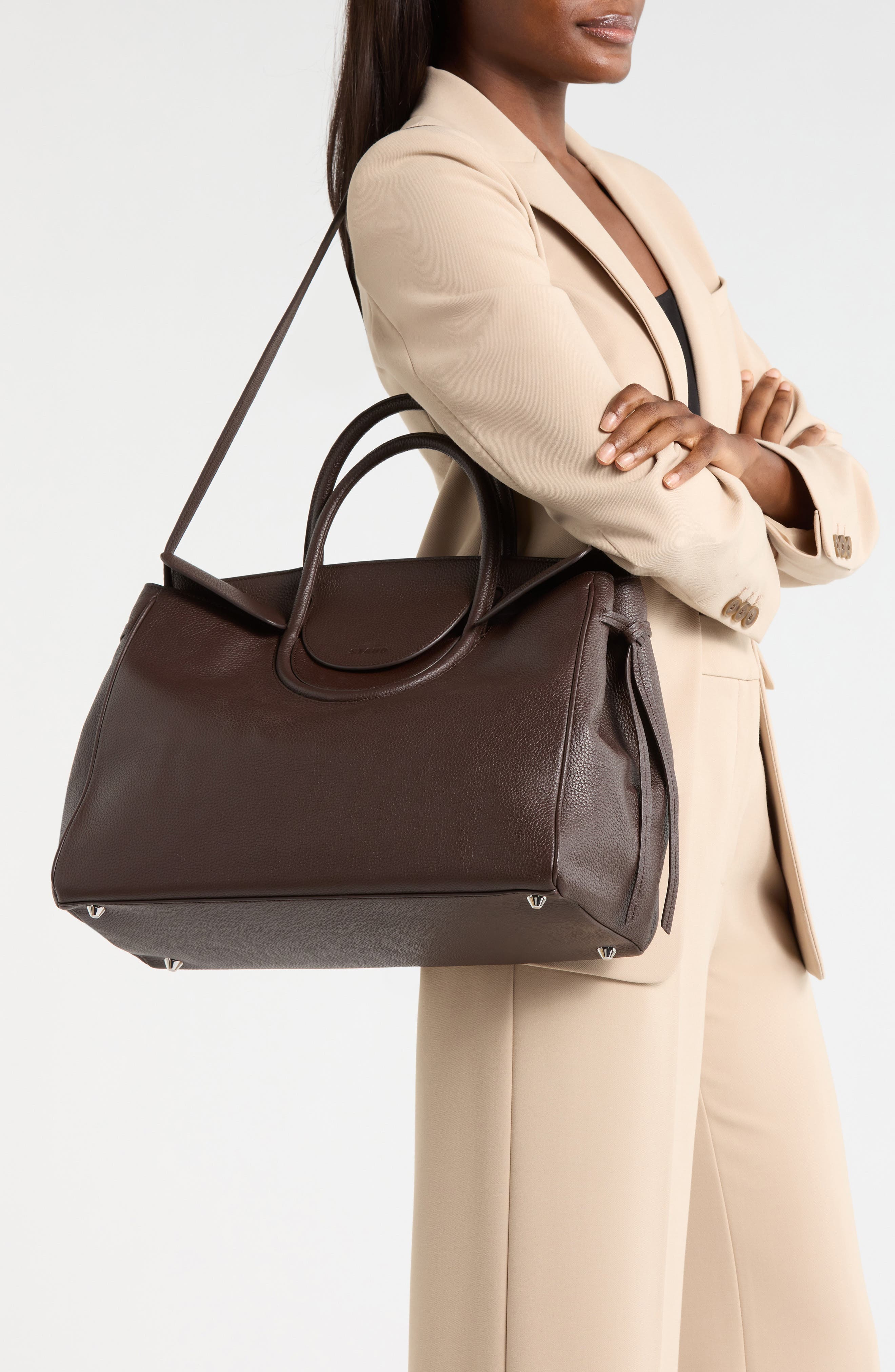 STAUD Maude Carryall Leather Tote, Alternate, color, Espresso