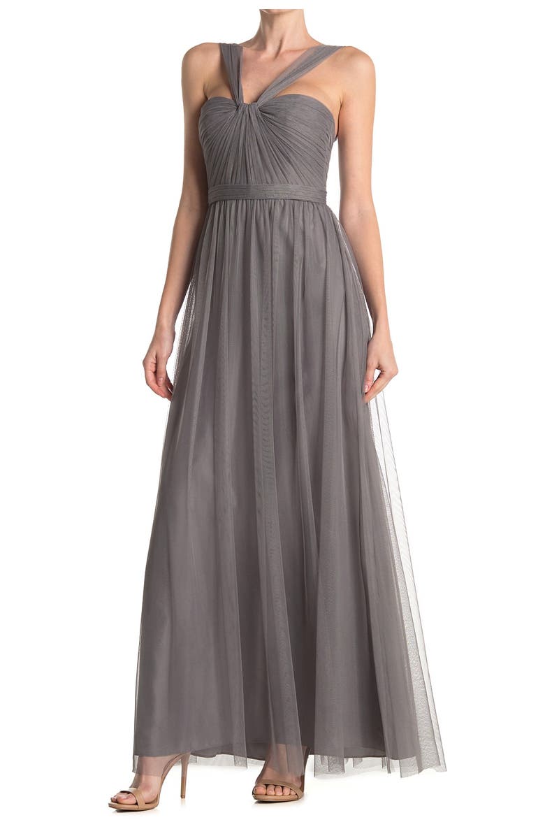 Amsale 'Aisha' Tulle Twisted V-Neck Gown, Main, color, 