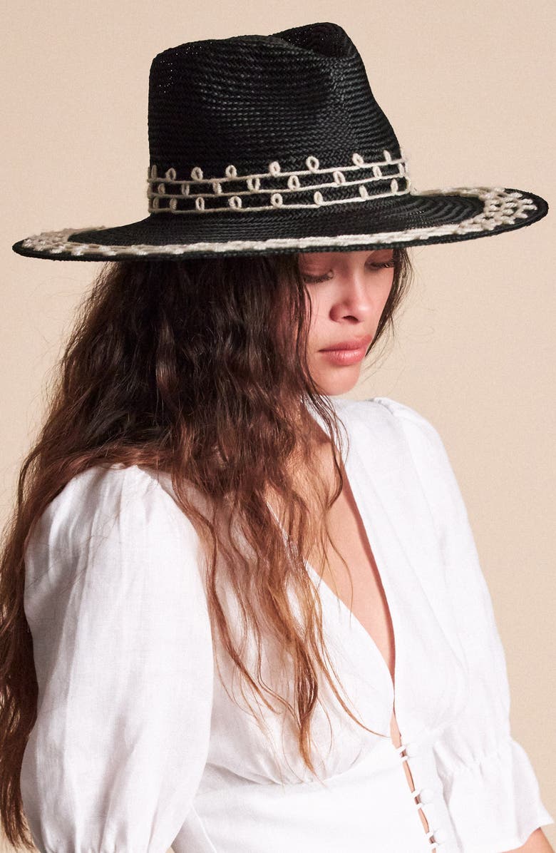 Brixton Joanna Embroidered Straw Hat, Alternate, color,